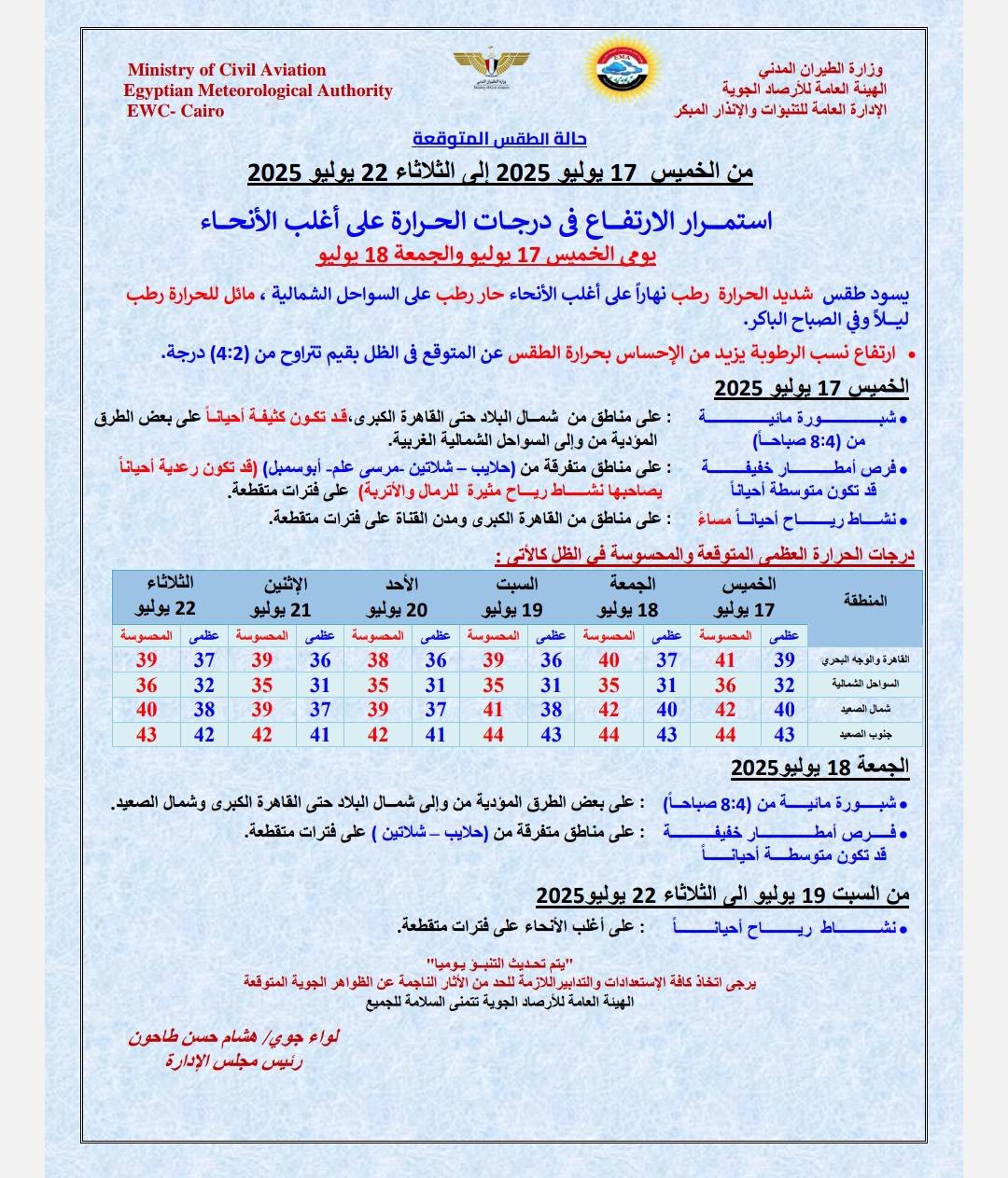 حالة الطقس غدا&nbsp;