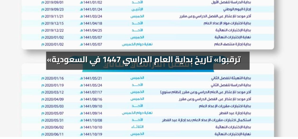 التقويم الدراسي 1447