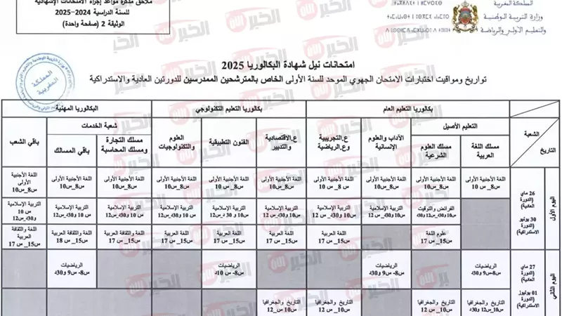 موعد امتحان الجهوي