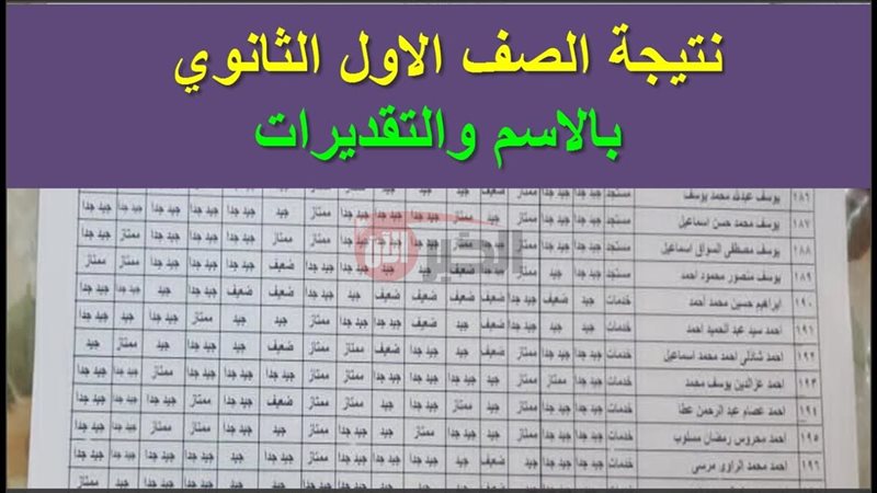 نتيجة الصف الأول