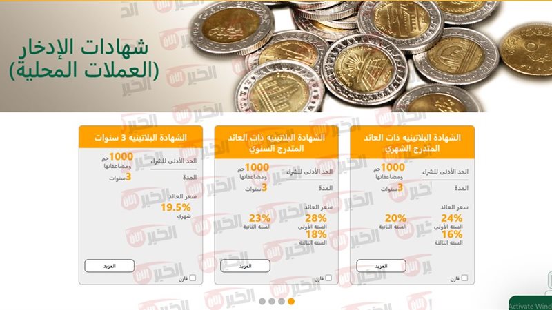 شهادات الادخار بالبنك