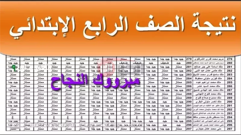 نتيجه الصف الرابع