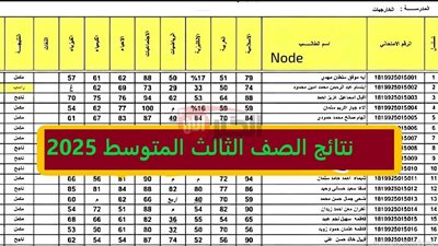 رابط مباشر.. استخراج نتائج الثالث متوسط 2025 بالرقم الامتحاني جميع المحافظات