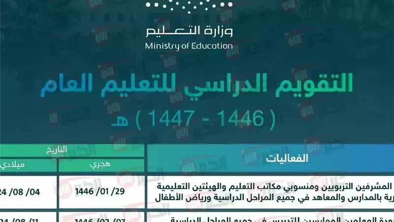 التقويم الدراسي 1447
